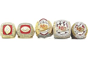 XiaKoMan KC 1966 AFL World Champions and 1969 2019 2022 2023 Super Replica Championship Ring with Wooden Box (5 Rings set, 11)