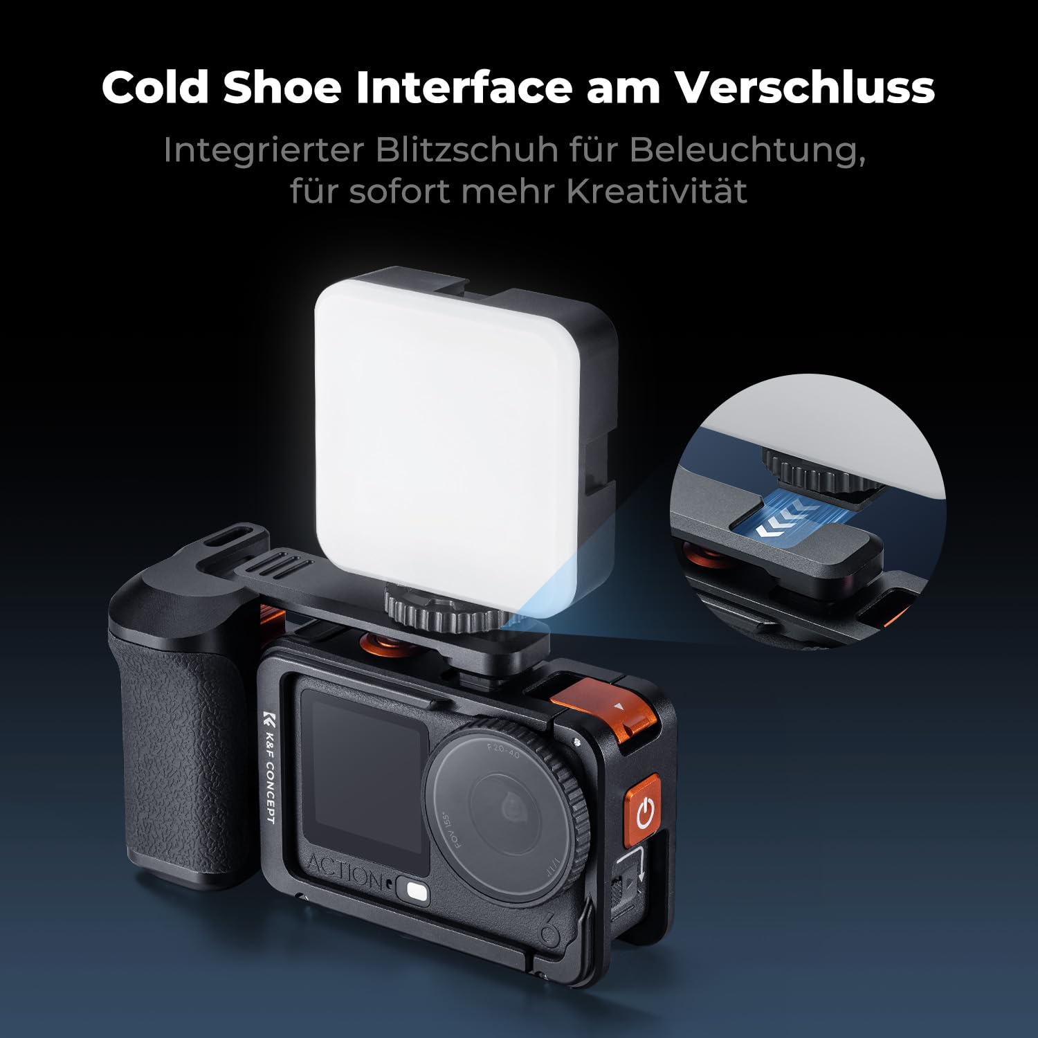 K&F CONCEPT Street Grip Kit mit Käfig, Kamera Griffhalter Set für DJI Osmo Action 6, Schnellverschluss Street Photography Griff mit Auslöser, Blitzschuh, Action Kamera Zubehör 4