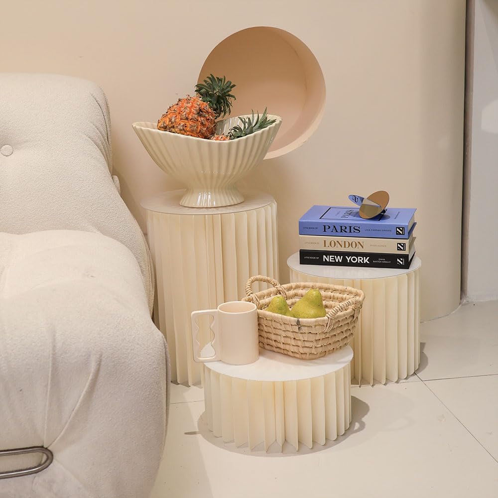 Photo 1 of 3PCS Cylinder Stands for Party with Acrylic Plates, Foldable Cylinder Pedestal Stand, Buffet Risers, Food Risers for Buffet Table, Weddings, Baby Showers, Birthday, Events Centerpieces Decor (5.9"+9.8"+15.7")