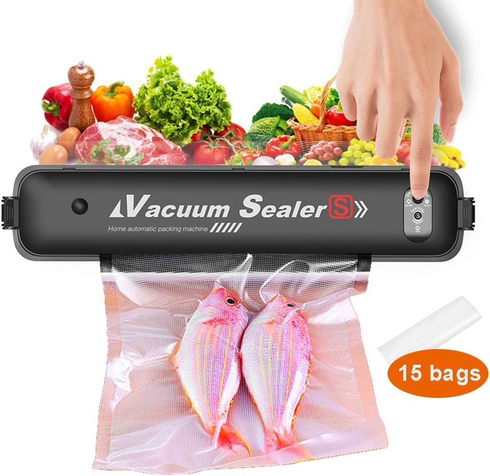Vacuum Sealer Number-one Vacuum Sealer Machine One-Touch Automatic Food Sealer Mini Vacuum Packing Machine for Food Saver and Preservation of Home & Commercial Use, Provide 15pcs Vacuum Bags(20&times;25cm)
