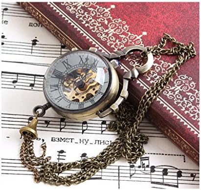 Steampunk Vintage Classic Bronze Crystal Ball Roman dial Mechanical Pocket Watch