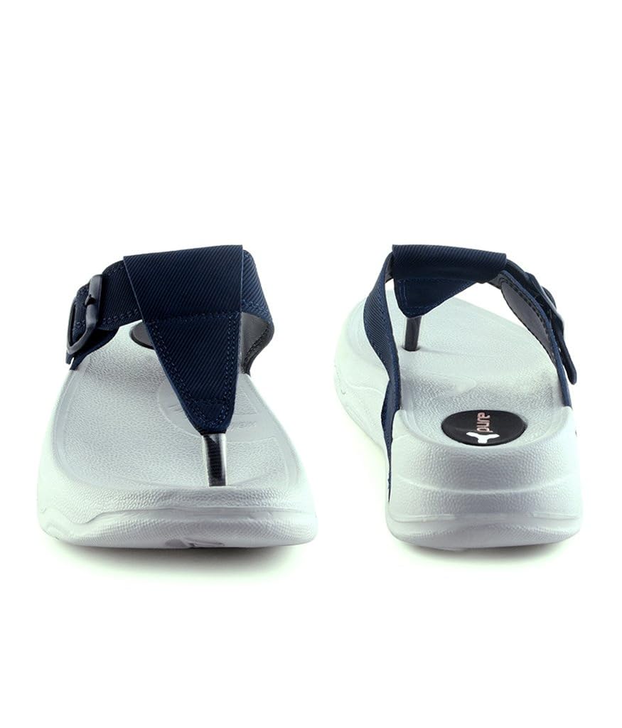 pure women's navy blue synthetic flats - 4