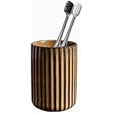 Ceramic Toothbrush Holder for Bathroom, Ceramic Toothbrush Cup, Toothpaste Organizer for Bathroom Countertop, Bathroom Storage Organizer, Kiln Transformation Cup (Brown)