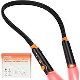 Twinmoon Red Amber Neck Reading Light, Rechargeable Night Book Light | Zero-Blue LED Neck Light, 360&deg; Bendable Hands-Free, Eye-Friendly for Night Reading, Sleep, Travel, Crafts, Ideal Gift