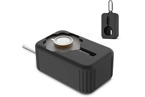 FIOPAZ for Oura Ring Gen 4 Travel Charger Protector Case, Soft Silicone Oura Ring 4 Charger Cover, Drop/Dust/Ageing Resistant for Oura Ring Gen4 Charger Organizer Travel Case with Keychain, Deep Black