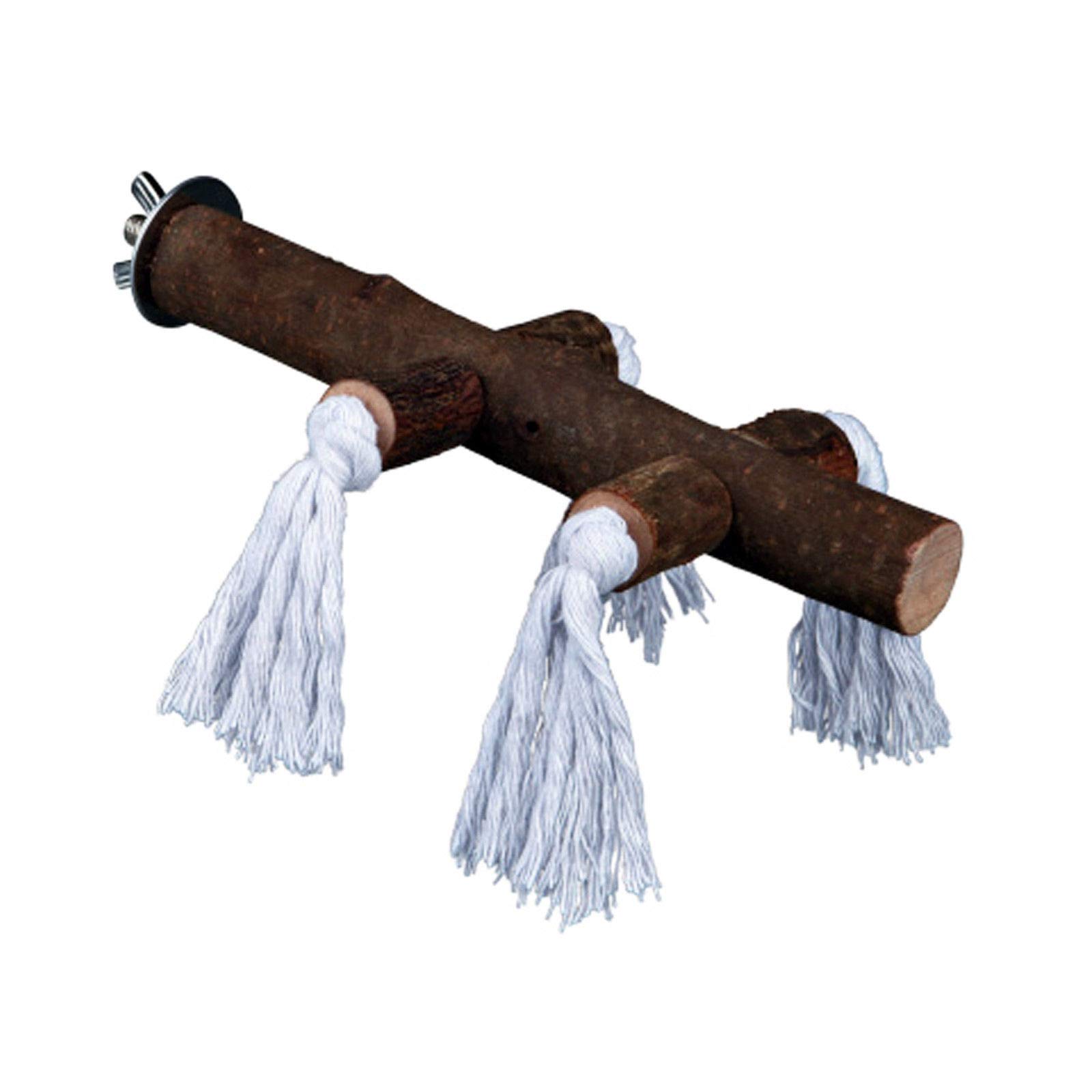 Pet Ting Natural Living Wooden Perch with Rope & Screw Attachment 20cm Bird Perc