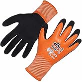 Ergodyne ProFlex 7551 Waterproof Winter Work Gloves, Cut Resistant ANSI A5, Sandy Nitrile Coated Palms, Thermal Fleece Lining Orange