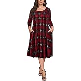 LARACE Women 3/4 Sleeve Dress Plus Size Fall Winter Casual A Line Flowy Long Dresses with Pockets