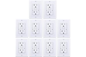 3GRACE 20 Amp GFCI Outlet, Tamper-Resistant, Weather Resistant Receptacle Indoor or Outdoor Use, LED Indicator with Decor Wall Plates and Screws，UL Listed, White (10 Pack)