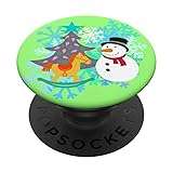 Snowman Christmas Tree Rocking Horse Greens Blues