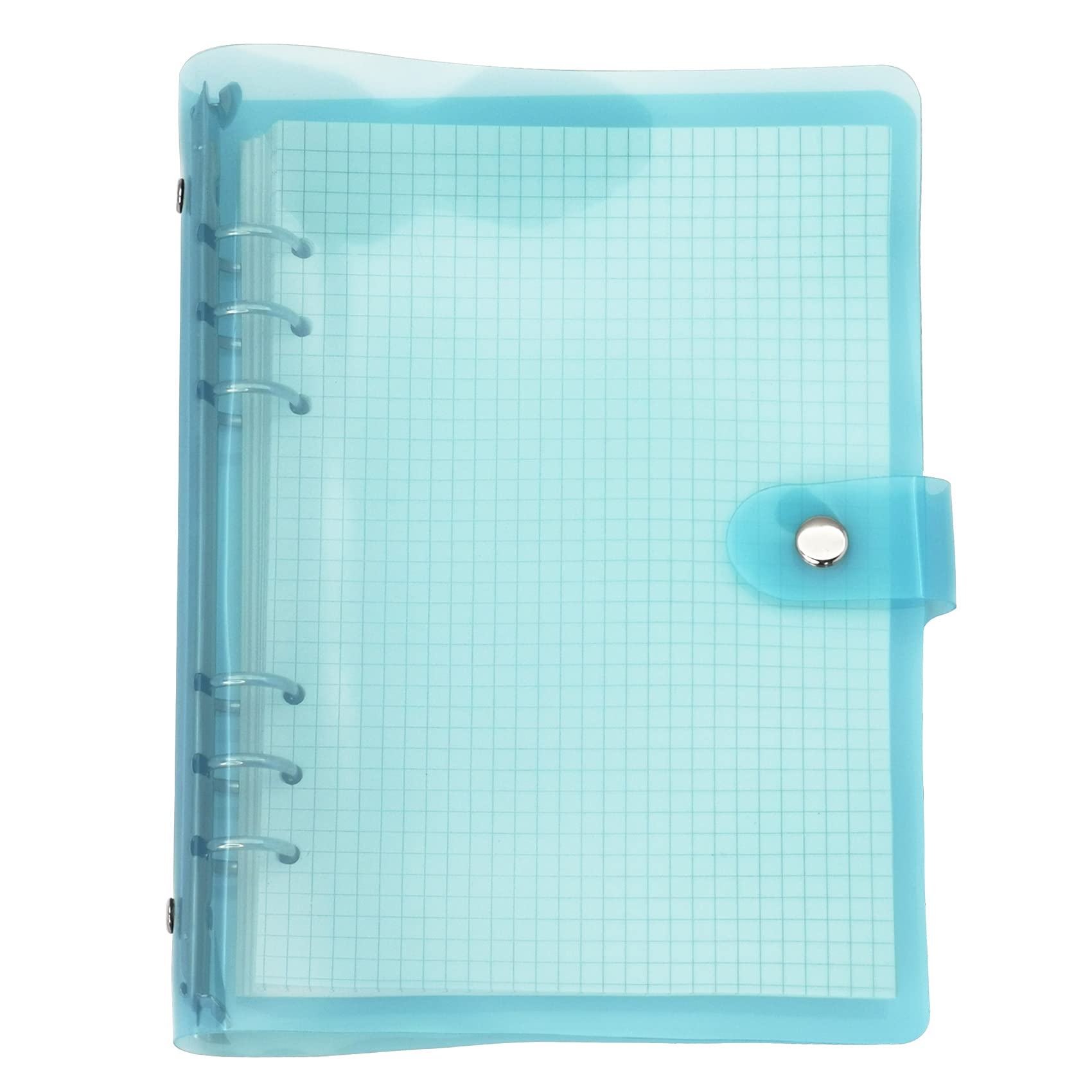 A6 A5 6-Holes Colorful PVC Cover Round Ring View Binder with Snap Button Closure File Folder (Blue Radiance, A5 mini Set) — image 1