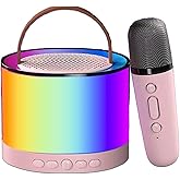 Portable Karaoke Machine with Wireless Mic, Portable 5.3 Speaker, 3W Output, Type-C Charging, LED Lights – Fun Singing Gift for Kids, Teens & Family Parties