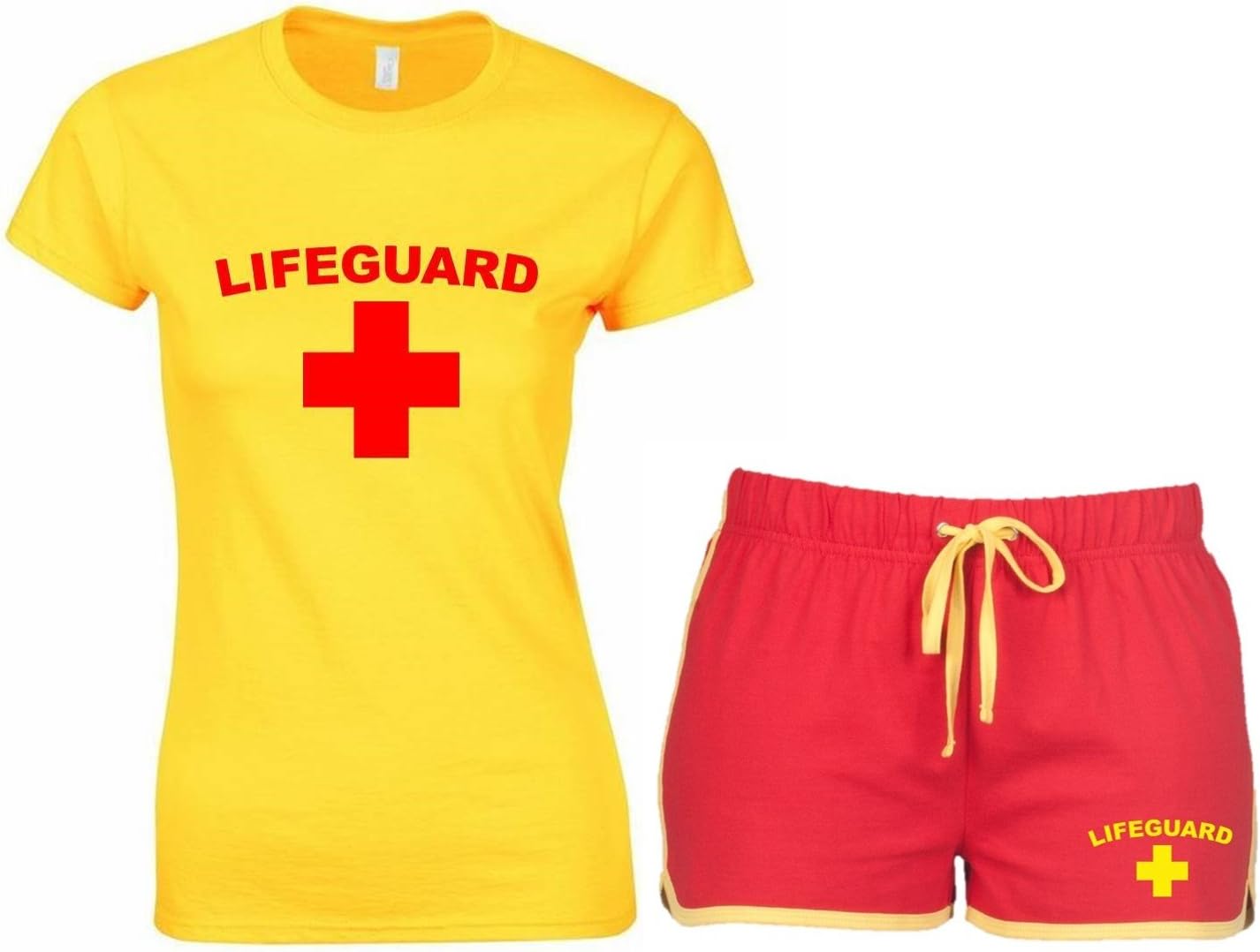 Direct 23 Ltd Lifeguard Ladies T-Shirt & Shorts (Red/Yellow)