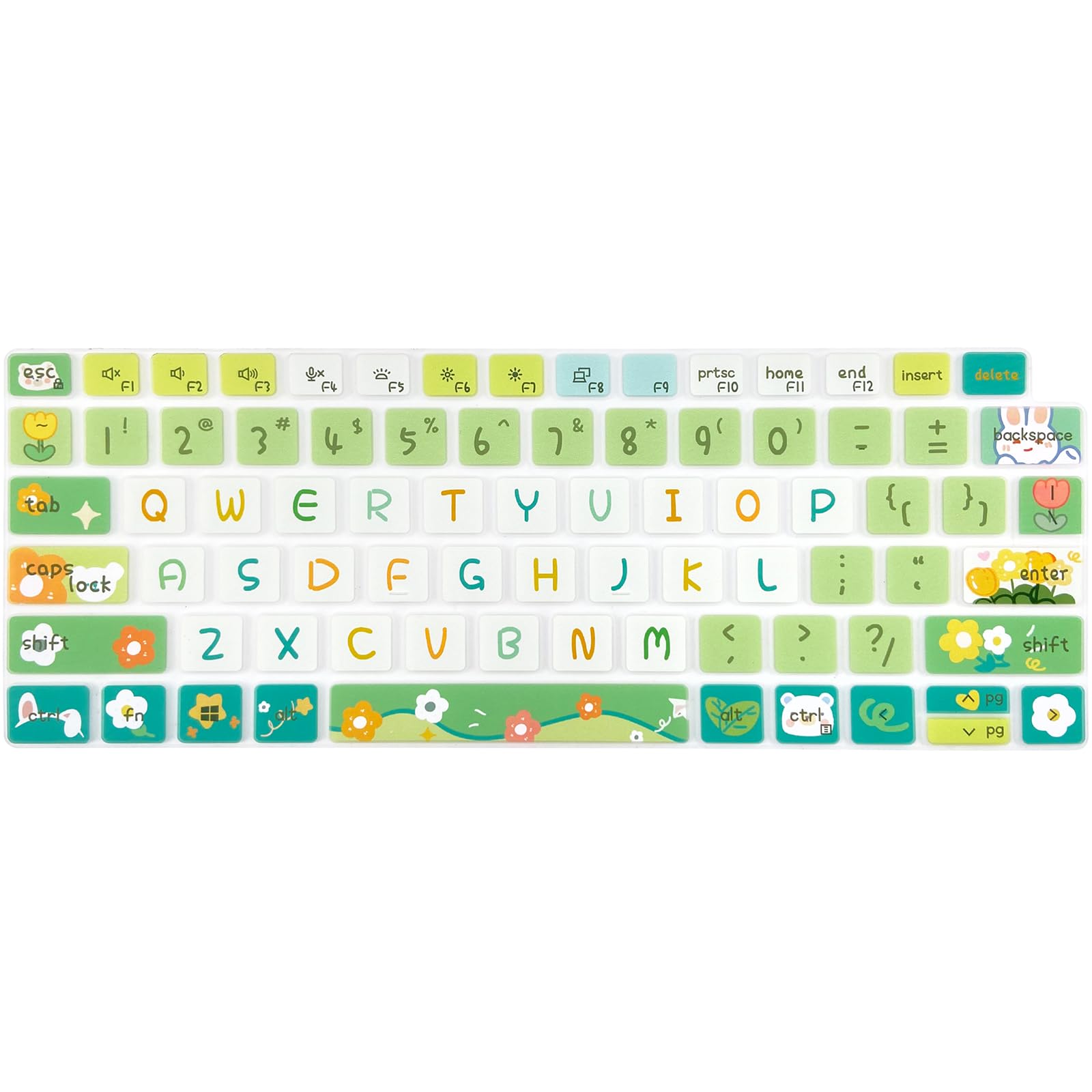 Photo 1 of Dell Silicone Keyboard Cover Skin - Latitude 7430/7420/7410, 5430/5431/5420, 7520, 9510/9520/9420/9430 - Cute Flowers