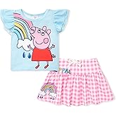 Peppa Pig Girls Skirt Sets Long Sleeves Top Shirt and Skirt Fall Outfits Cute Clothing Sets for Birthday Party Toddler Girl