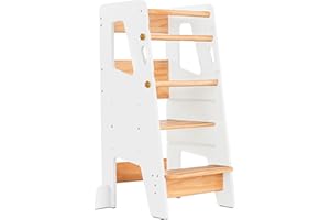 OCODILE Toddler Standing Tower - Complete Toddler Kitchen Stool Helper - Ideal Kids Kitchen Step Stool for Learning New Skills - Updated Design with Safety Feet - White