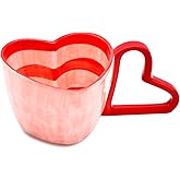 Peclek 10.5 oz Large Heart Shaped Mug, Romantic Ceramic Coffee Cup, 300ml Holiday Drinkware, Valentine's Day Christmas Anniversary Birthday Gifts for Couples, Her, Boyfriend, Girlfriend (Red)