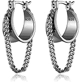 Ritach Gold Chain Earrings for Women Trendy Dainty 925 Sterling Silver Post 14k Gold Plated Chain Tassel Dangle Hoop Earrings for Gifts