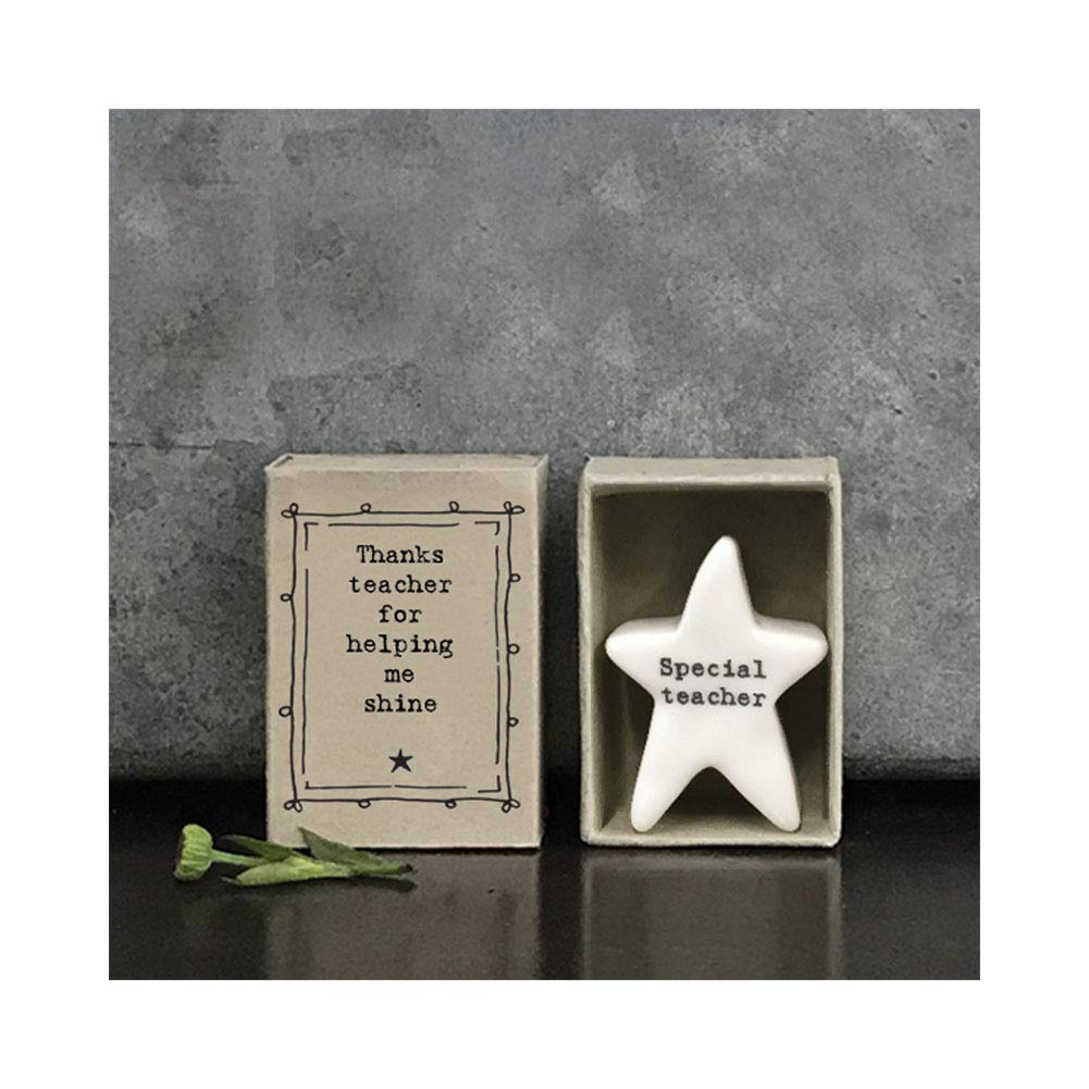 East of India MINI Matchbox Thanks Teacher Helping Me Shine Porcelain Keepsake Letterbox Gift