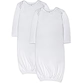HonestBaby unisex baby 2-pack Organic Cotton Sleeper Nightgown, Bright White, 0-6 Months US