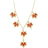 ONLYJUMP 14K Gold Maple Leaf Pendant Necklace for Women Dainty Cubic Zirconia Autumn Fall Leaves Adjustable Chain Necklaces Autumn Thanksgiving Christmas Party Holiday Jewelry Gifts