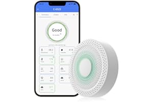 UbiBot AQS1 9-in-1 Air Quality Monitor - PM1/2.5/10, TVOC, CO2/CO2e, Temperature & Humidity, Multiple Alerts, WiFi/RS485/LAN Connectivity