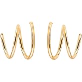 Mini Illusion Gold Hoops, Make 1 Piercing Look Like 2, Minimalist Double Hoops in Gold Filled, Gifts for Women, Handmade by Lotus Stone Jewelry