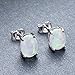 Adeser Jewelry Girls 925 Lab White Opal Studs Promise Wedding Engagement Gift Silver Stud Earrings for Girls