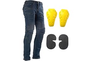 TAKUEY Motorcycle Riding Jeans Armor Racing Cycling Pants with 4 Knee Hip Protective Pads (XXXL=38, Blue)
