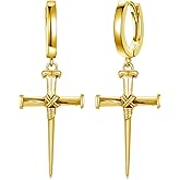 Cross Earrings for Men 925 Sterling Silver Cross Hoop Earrings Hypoallergenic Cross Jewelry Gifts for Men