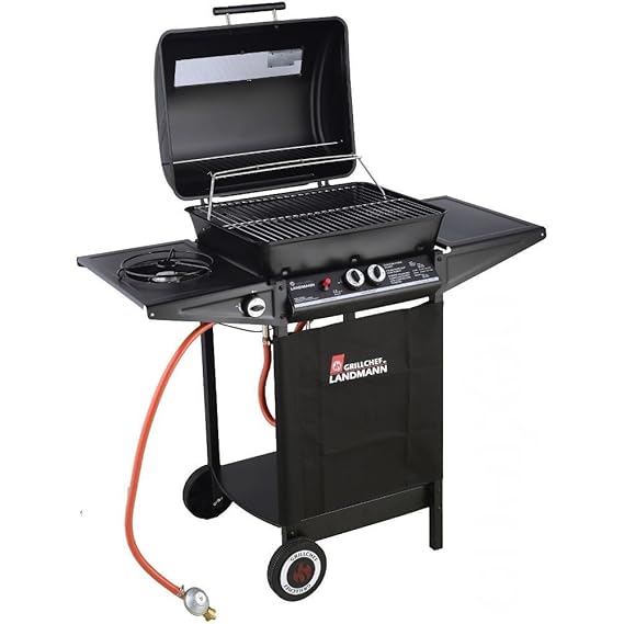 Lava Rock Gas Grill Cart Barbecue Chef with Side Burner by Landmann