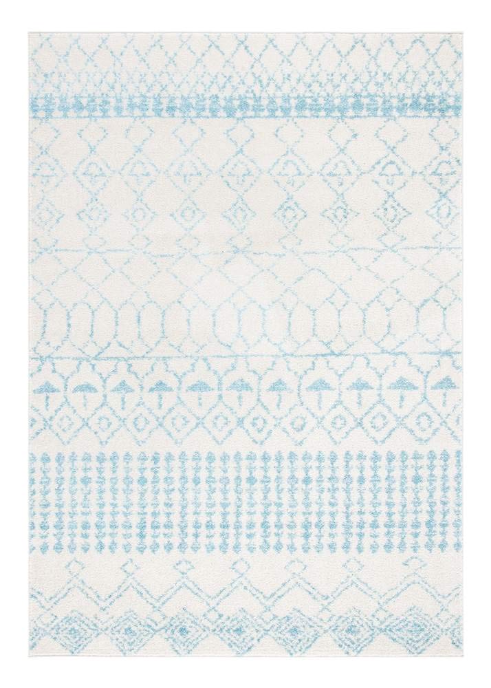Safavieh Boho Chic Indoor Woven Rectangle Area Rug, Tulum Collection, TUL229, in Ivory / Turquoise, 91 X 152 cm for Living Room, Bedroom or Any Indoor Space
