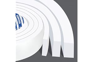 ZOMPAGO Heavy-Duty Adhesive Foam Weather Stripping, 25mm x 5m, 2Rolls，White - Winter Windproof for Windows/Doors | Soundproof