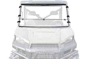 HJSIUTV Front Folding Windshield Scratch Resistant Compatible with 2013-2020 Polaris Ranger Full Size XP570 XP900 XP1000 Crew 2-in-1 Flip Windscreen
