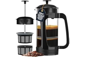 ESPRO P3 French Press Coffee Maker – Patented Double MicroFilter for Grit-Free Brew, High Heat Resistant thicker Borosilicate