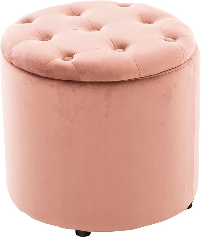 Pouf Contenitore Pantin in Velluto Design Chesterfield I Poggiapiedi Divano Contenitore con