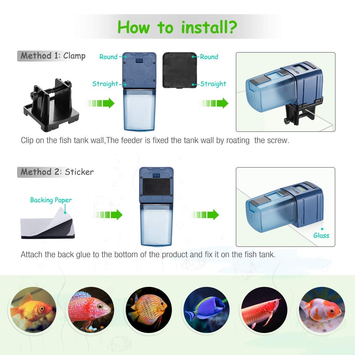 isYoung Aquarium Automatic Fish Feeder Auto Fish Food Dispenser Electronic Timer Feeder for Fish Tank with LCD Display and Feeding Time Setting, Suitable for Aquarium, Fish Tank and Turtle Tank