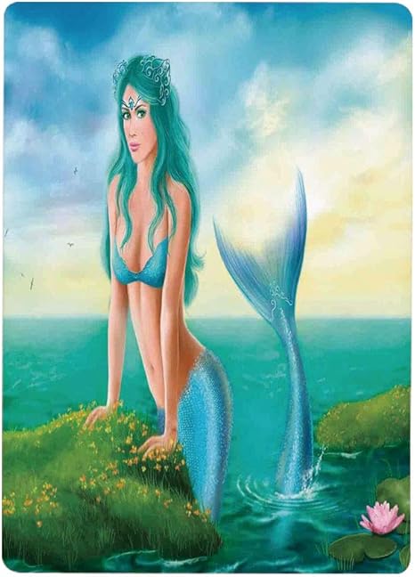 Amazon Co Jp 選べる ウォール ステッカー 人魚の装飾 海の睡蓮のファンタジー若い女性の人魚野生の花日の出曇り 40x60cm 壁紙ポスター ステッカー 壁紙風景画 壁飾り ホーム キッチン