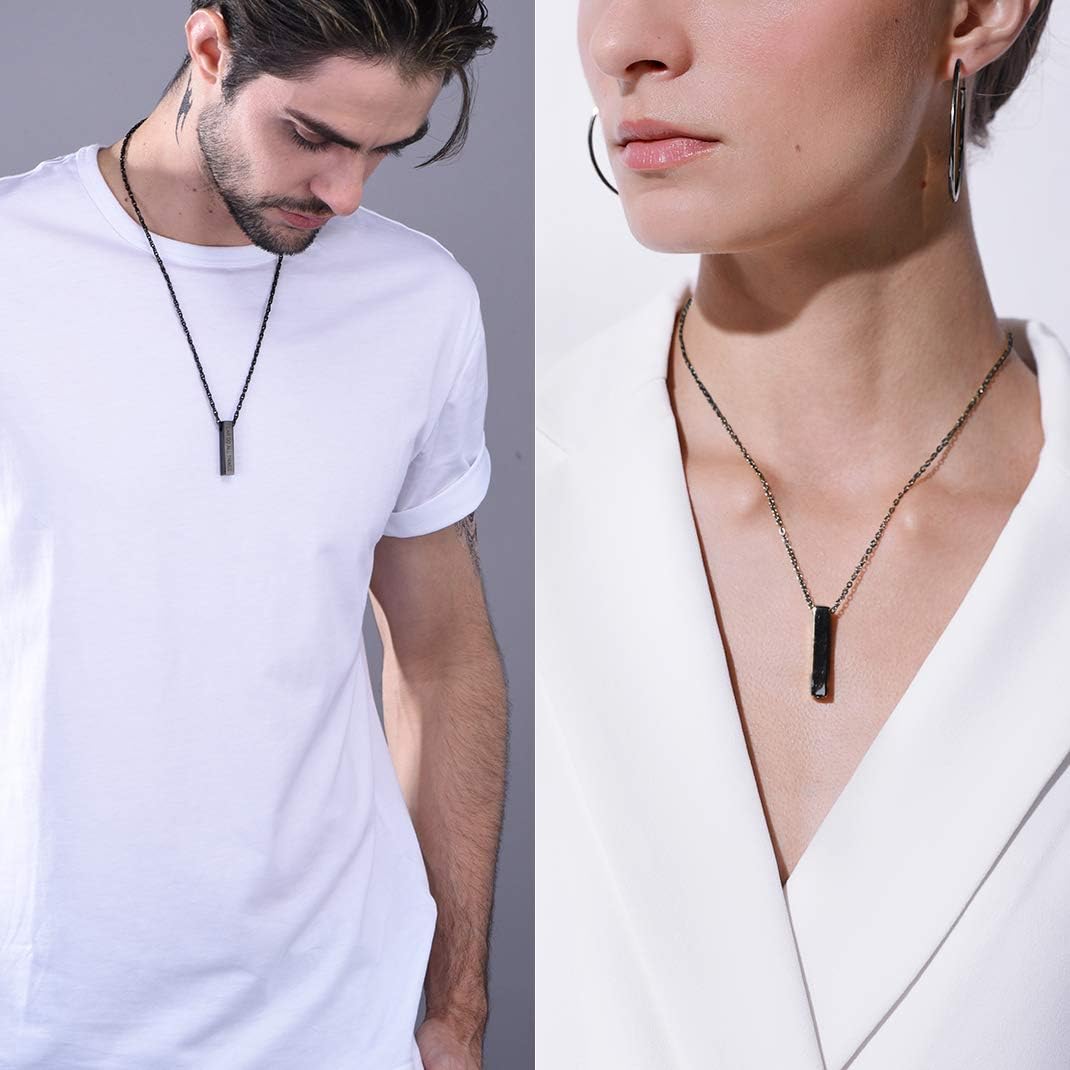 GoldChic Men's Necklace for Ashes Black Cube Urn Memorial Pendant Keepsake Cremation Gifts for Men, 02.bar-black, 46+5cm(18''+2'') - Image 3