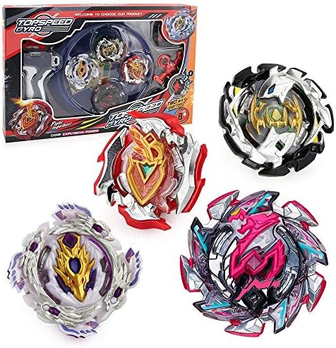 TOPSPEEDGYRO Bey Burst Starter Battling Top Fusion Metal Master Rapidity Fight with Two 4D Launcher Grip Set(4 in 1)
