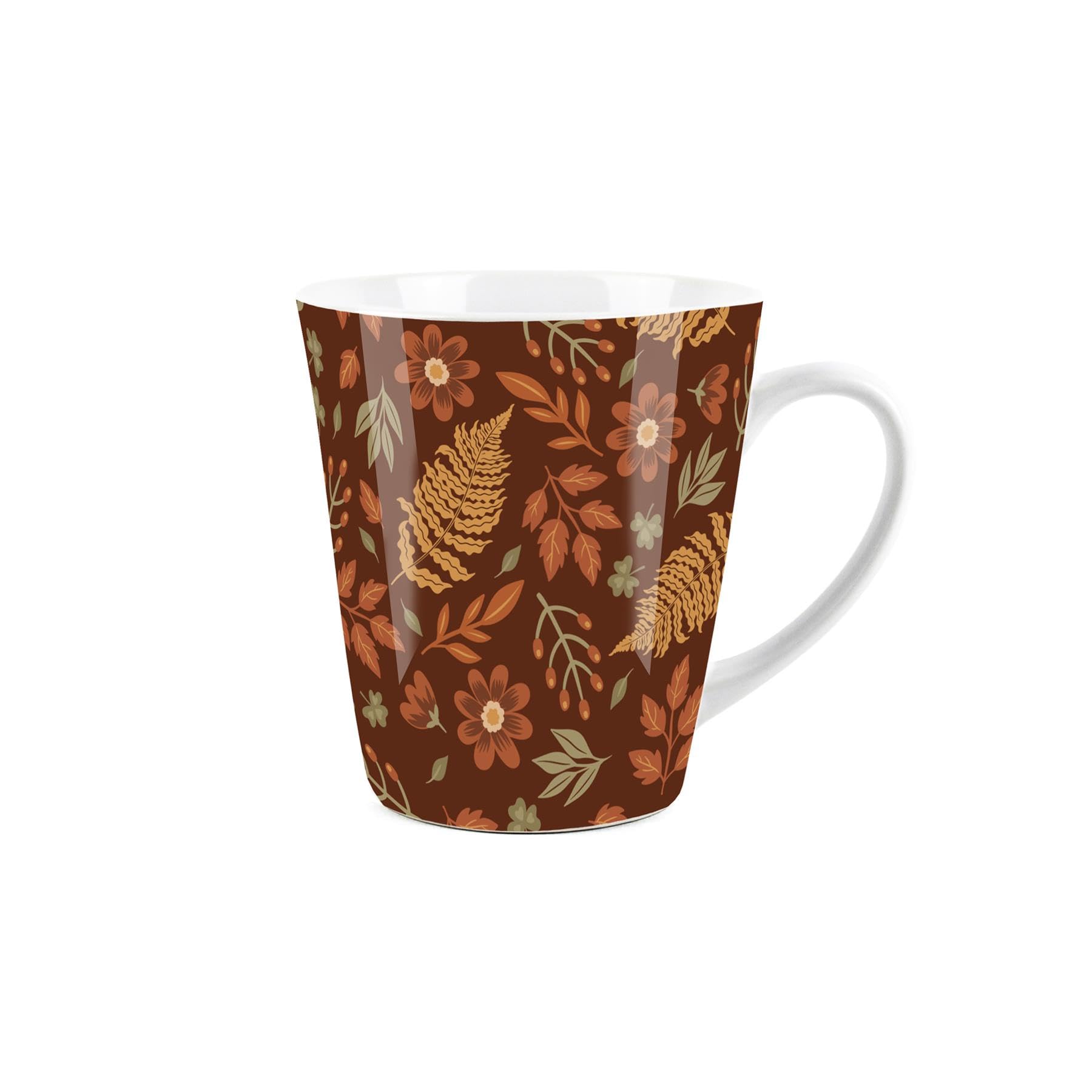 Purely Home Autumn Leaves Small Latte Mug - Ceramic Brown Cup Autumnal Leaf Tea/Coffee Present Gift
