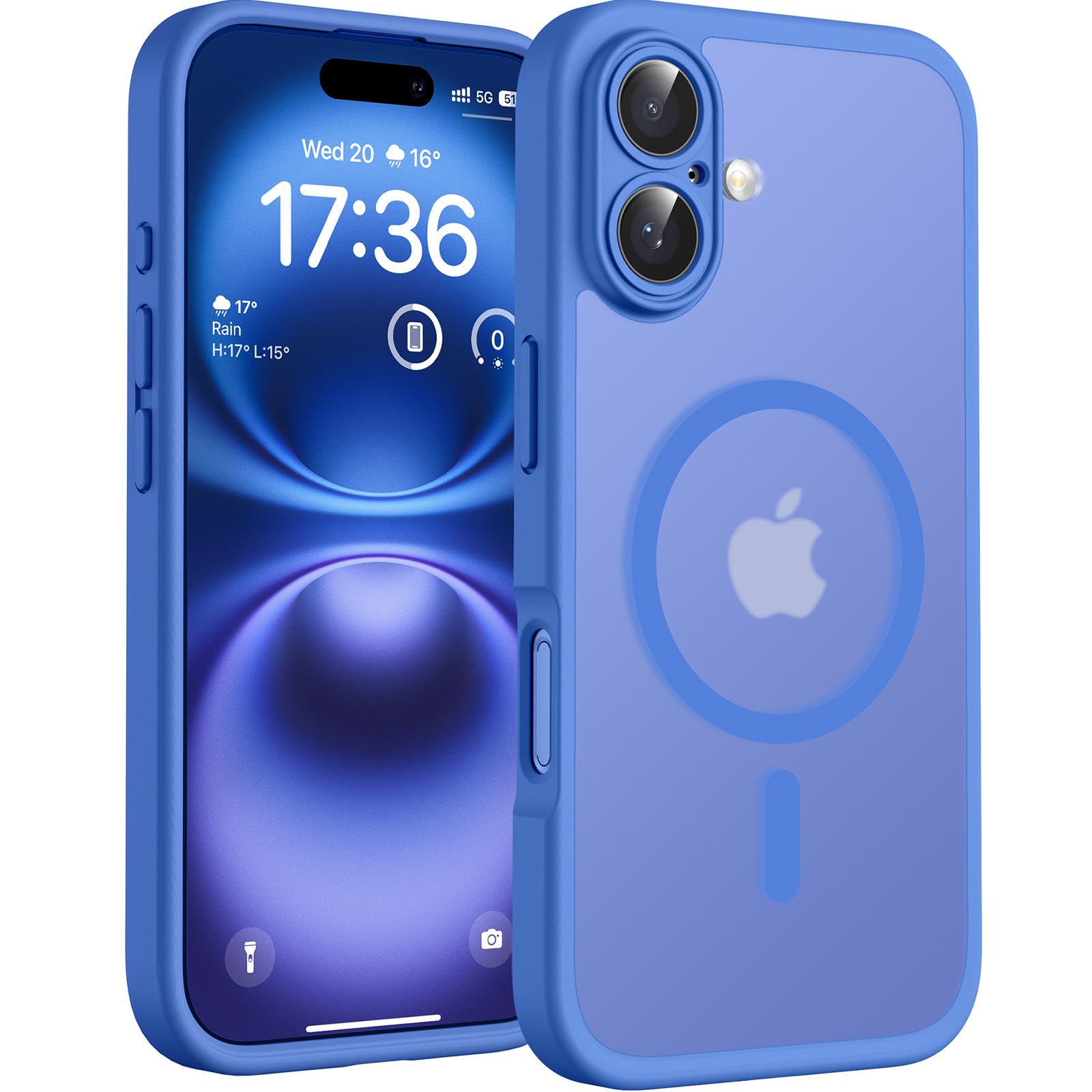 TOCOL Magnetic for iPhone 16 Case 6.1-Inch, Fit for MagSafe, Upgraded [Full Camera Protection], [14FT Military Grade Drop Tested] Shockproof Slim Translucent Matte Back Phone Cover (Ultramarine)