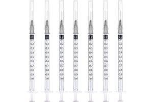 HABEUNIVER 25 Pack 1ml Plastic Syringes with 27Ga 1/2 Inch Individually Wrapped, for Scientific Lab, Liquid Measuring and Dispensing