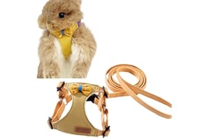 COPFEU Rabbit Harness and Leash - Adjustable Bunny Harness Escape Proof for Walking Runnig Hiking Camping Outdoor - Cute Small Animal Harness Leash Set (Small,Yellow)