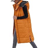 Yusongirl Long Puffer Vest Women Quilted Down Jackets Sleeveless Puffy Vest Zip Up Winter Coats Fall Outerwear