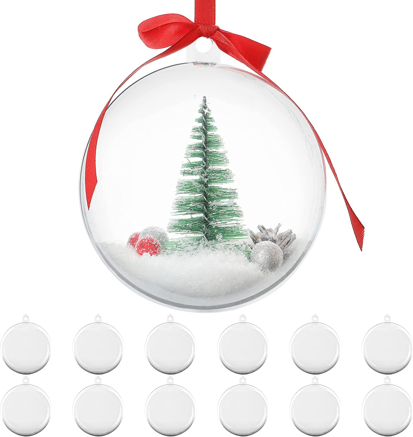 Dyanatic 10 Pcs DIY Clear Fillable Baubles - 6cm Christmas Ornaments for Crafts, Gifts, and Décor - Ideal Christmas baubles for Seasonal Crafting Projects, Holiday and Christmas Tree Decorations