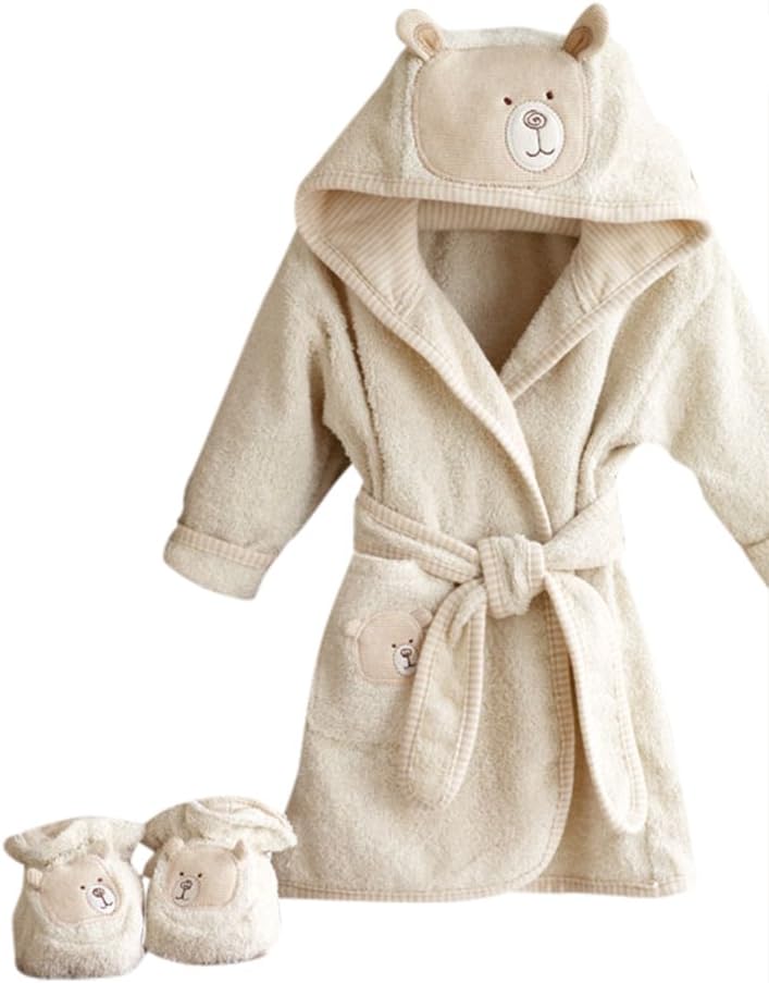 Natures Purest Bathrobe and Slippers 0 - 6 months