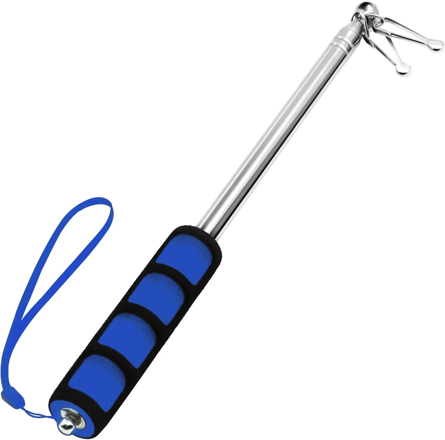Flagpole Hardware - 5 Feet Blue Telescopic Handheld Flagpoles, ANLEY Portable Staff with Clips - Lightweight Extendable Stainless Steel with Anti-Slip Grip - Collapsable Flag Pole for Tour Guides & Pointer for Teachers