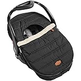 JJ Cole Winter Baby Car Seat Cover - Winter Car Seat Cover for Baby Seat or Stroller - Infant Car Seat Covers with Warm Sherpa Lining - Black