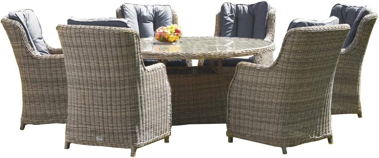 Royalcraft WEN200xCOM Wentworth Comfort 6 Seater Oval Dining Set, Beige, 100x100x100 cm